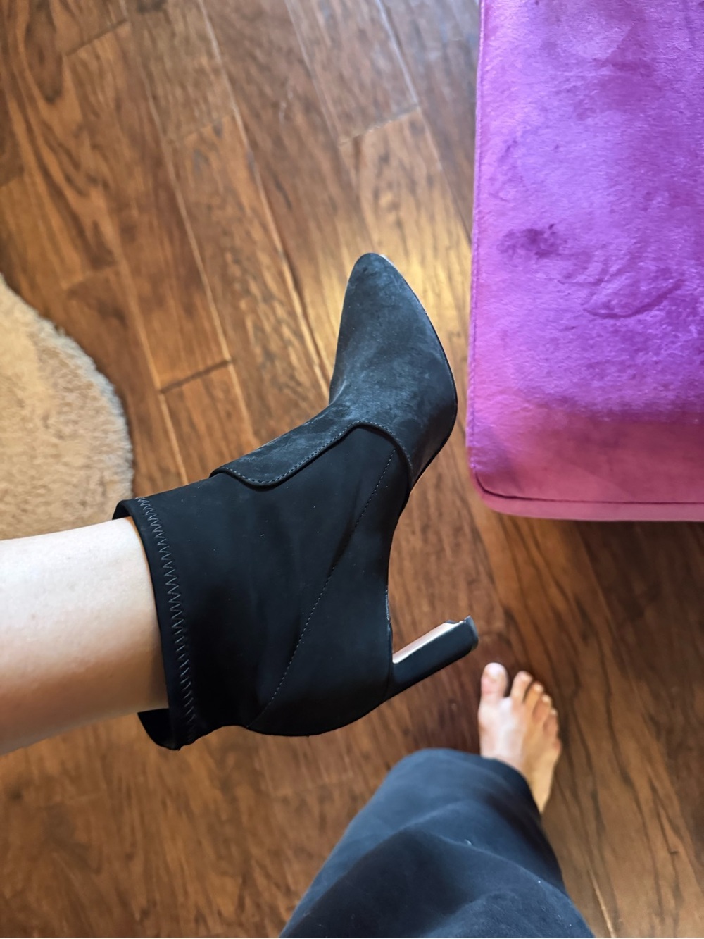 ANTONIO MELANI Black Suede Pointed Toe Ankle Booties Style Suzon size 7.5 - Picture 9 of 13